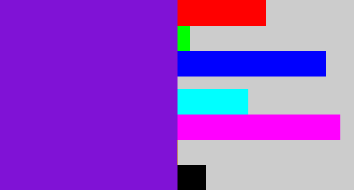 Hex color #8012d6 - violet