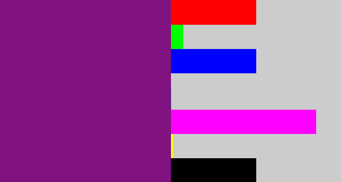 Hex color #80137f - darkish purple