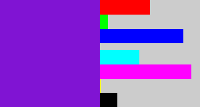 Hex color #8014d3 - violet
