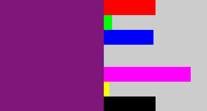 Hex color #80157a - darkish purple