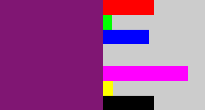 Hex color #801673 - darkish purple