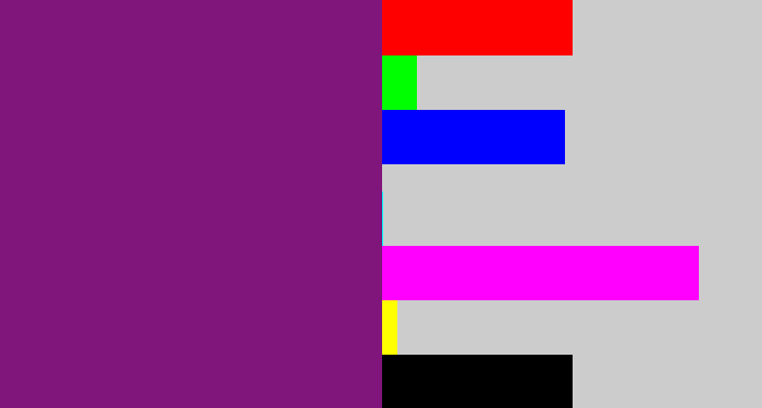 Hex color #80167b - darkish purple