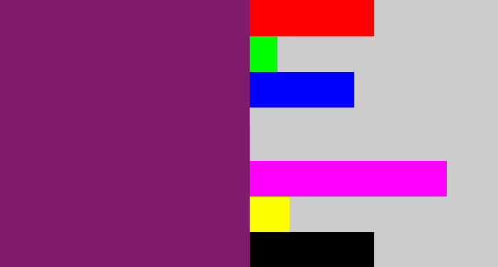 Hex color #801b6b - darkish purple