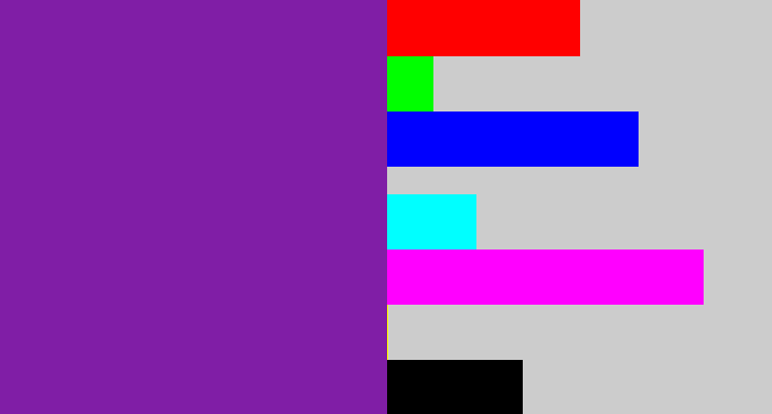 Hex color #801ea6 - purple
