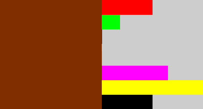 Hex color #802d00 - reddish brown
