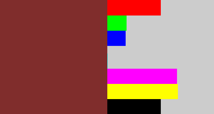 Hex color #802d2c - red brown