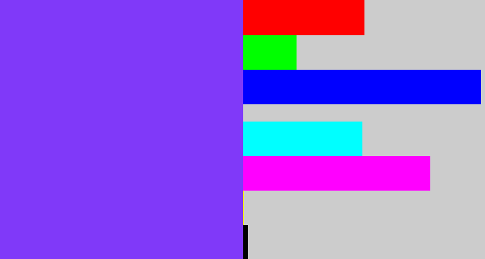Hex color #8039f9 - bluish purple