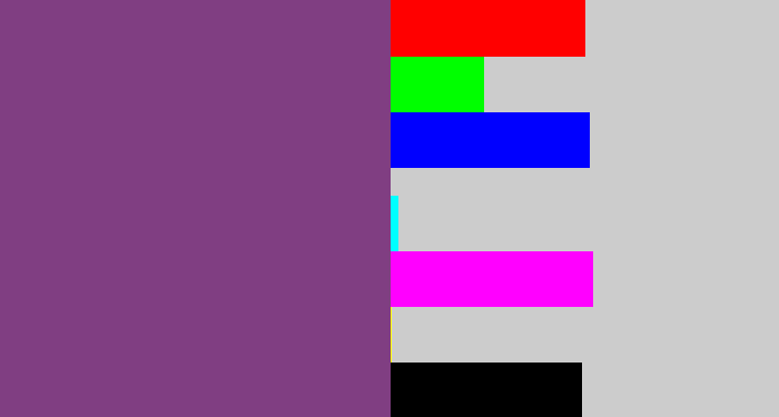 Hex color #803e82 - light eggplant