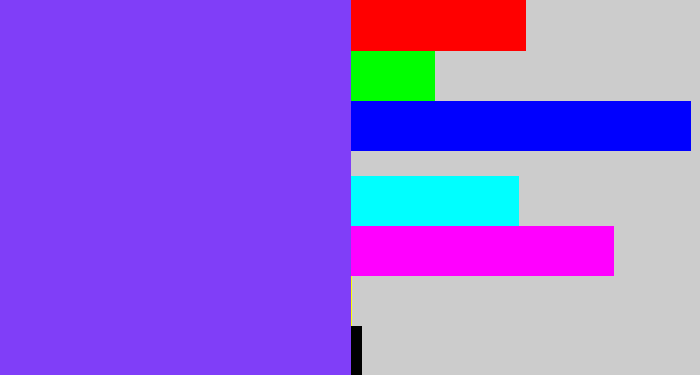 Hex color #803ef8 - bluish purple