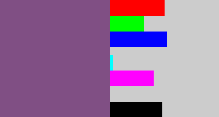 Hex color #804f84 - dull purple
