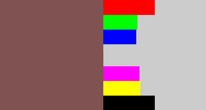 Hex color #805352 - dark mauve