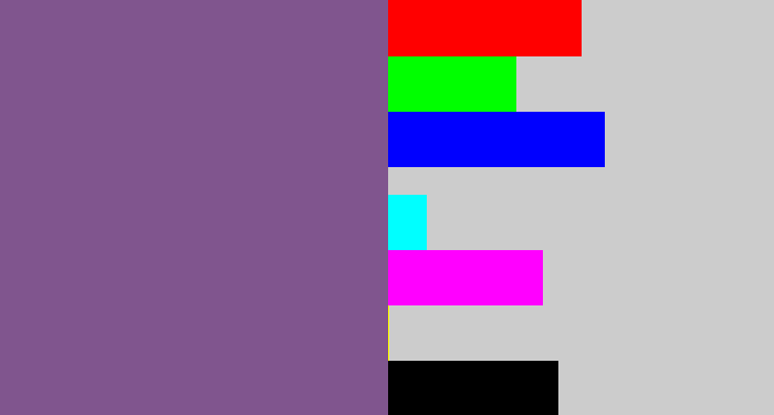 Hex color #80558e - muted purple
