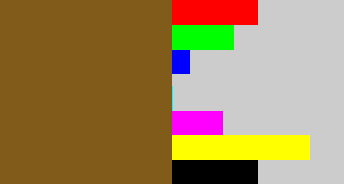 Hex color #805b1a - medium brown