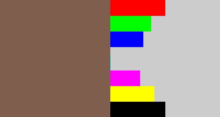 Hex color #805e4d - dark taupe