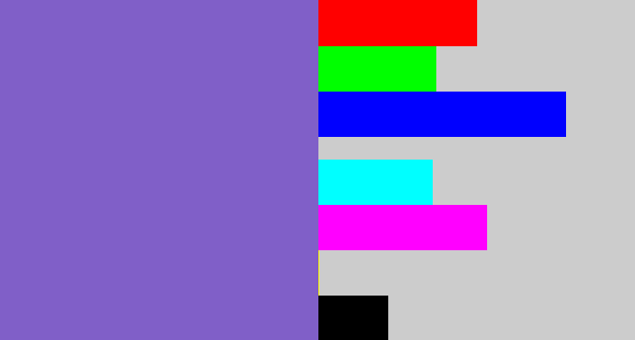 Hex color #805fc8 - light indigo
