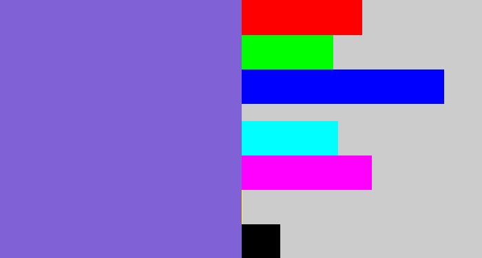 Hex color #8062d6 - purpley