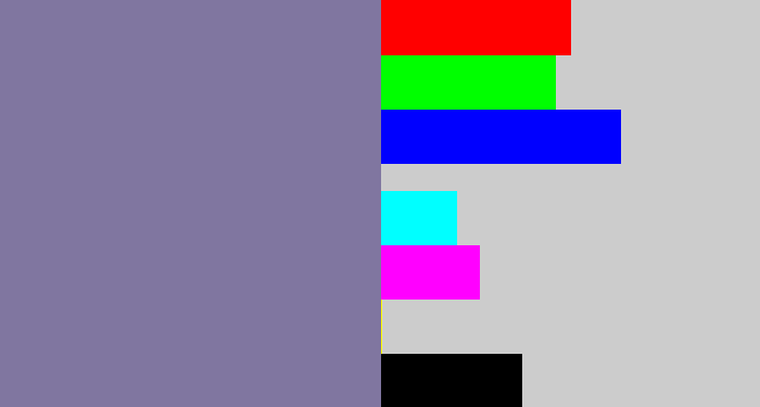 Hex color #8076a0 - greyish purple