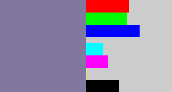 Hex color #80789f - greyish purple