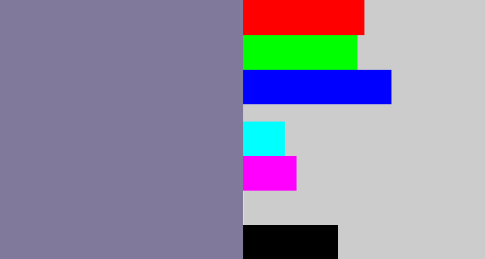 Hex color #80799b - greyish purple