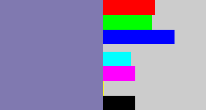 Hex color #8079b0 - blue/grey