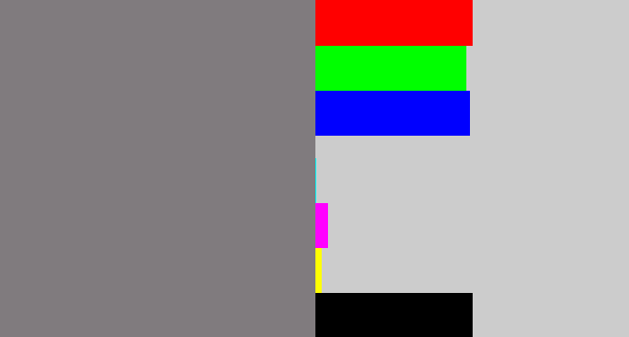 Hex color #807b7e - medium grey