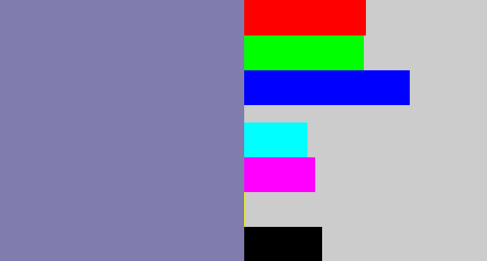Hex color #807cae - blue/grey