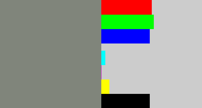 Hex color #80857b - medium grey