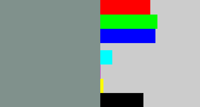 Hex color #80918c - bluish grey