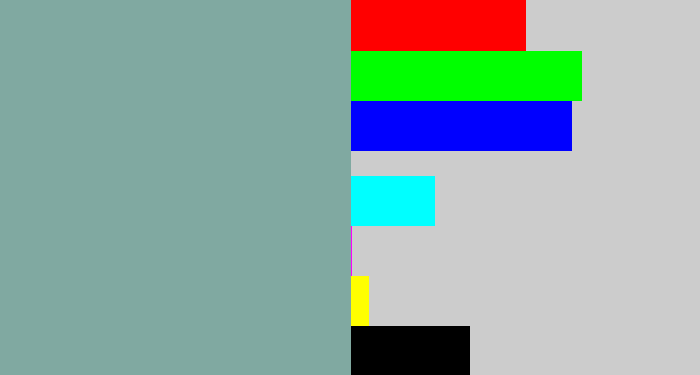 Hex color #80a9a1 - bluegrey