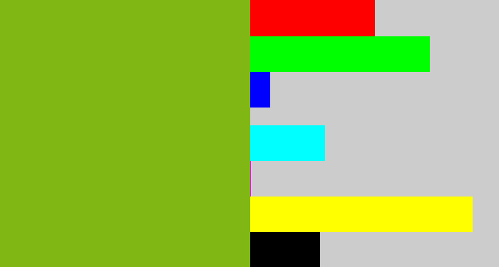 Hex color #80b714 - pea green