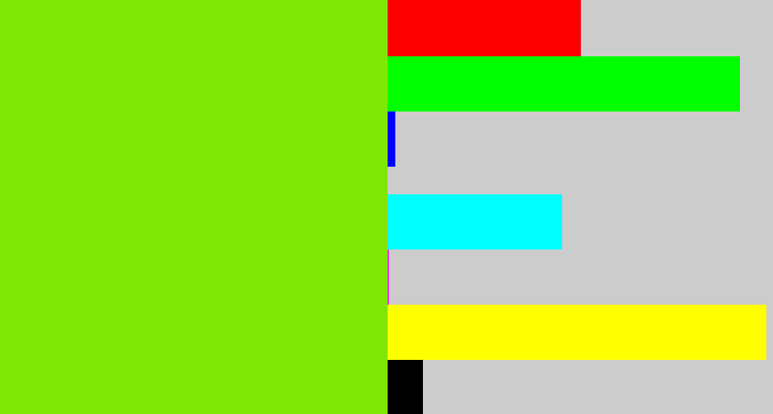 Hex color #80e704 - bright lime