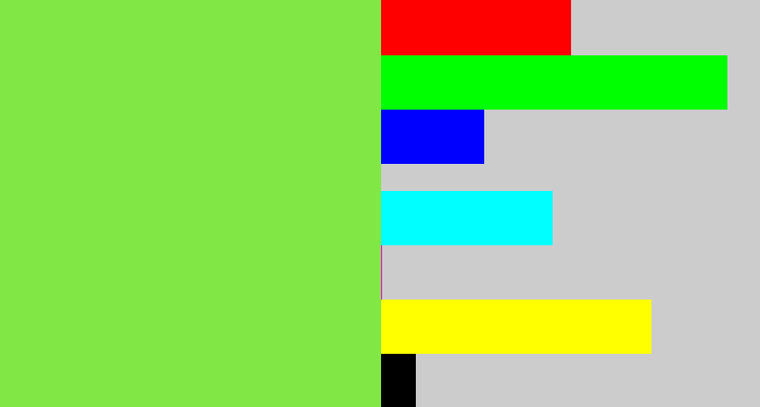 Hex color #80e744 - kiwi green