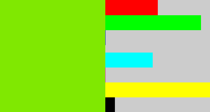 Hex color #80e801 - bright lime