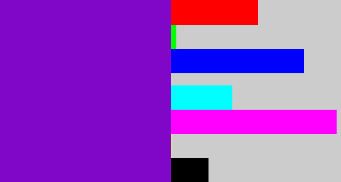 Hex color #8107c8 - violet