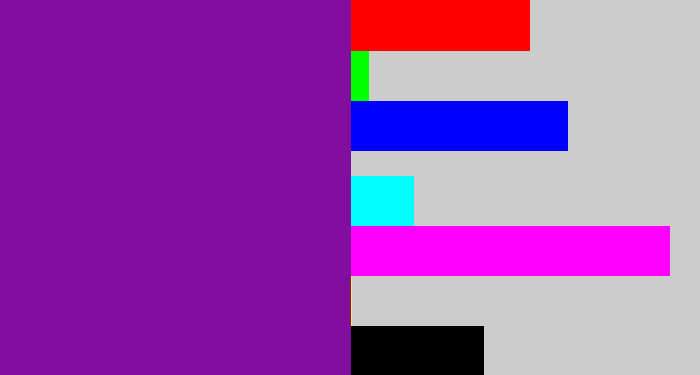 Hex color #810e9e - purple