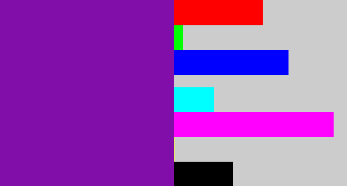 Hex color #810ea8 - purple