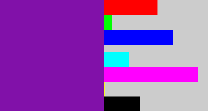 Hex color #8111a9 - purple