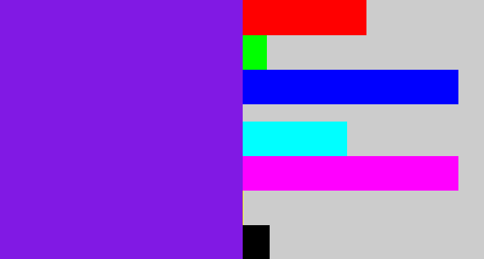 Hex color #8119e4 - violet