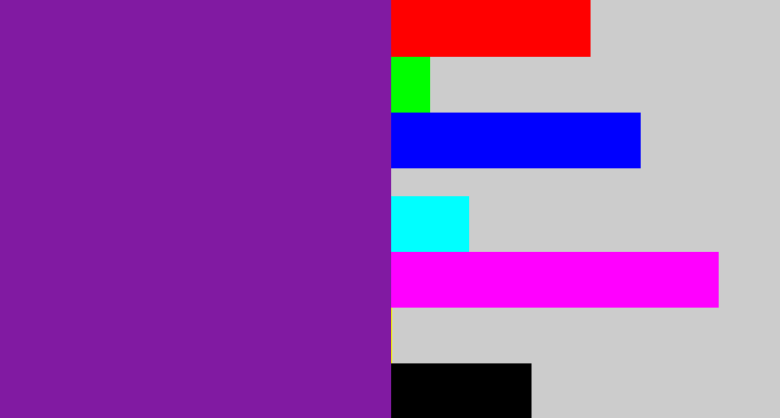 Hex color #811aa2 - purple