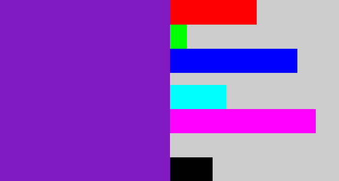Hex color #811ac0 - purple
