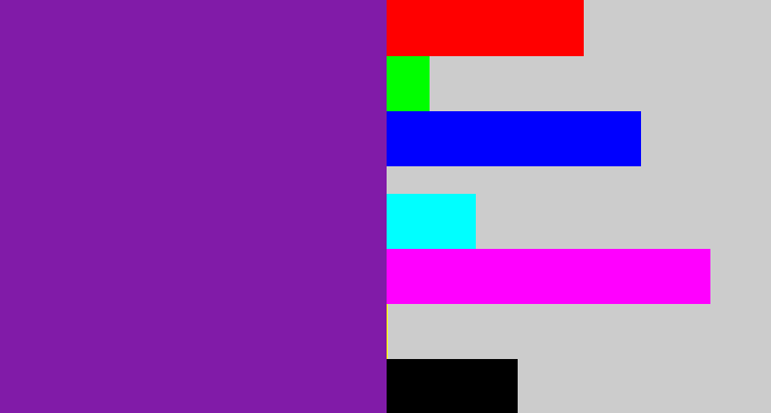 Hex color #811ba8 - purple