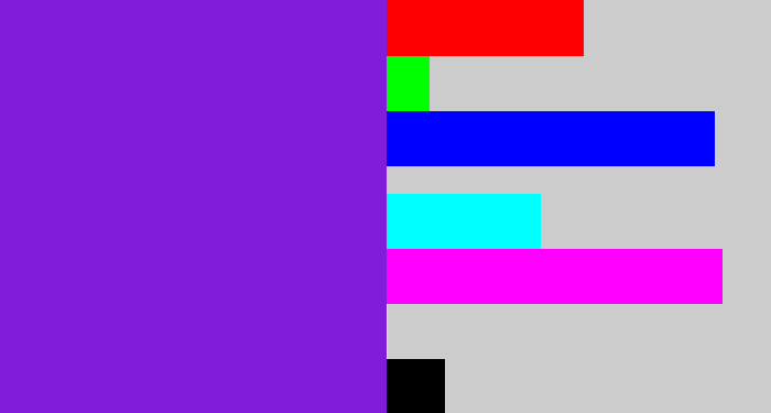 Hex color #811dd8 - violet