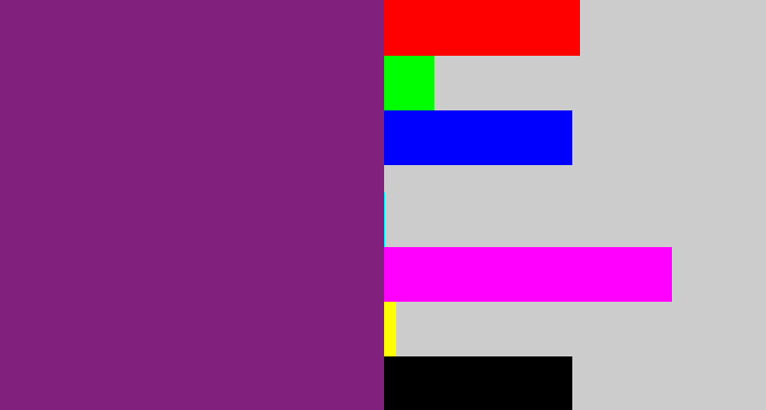Hex color #81207d - darkish purple
