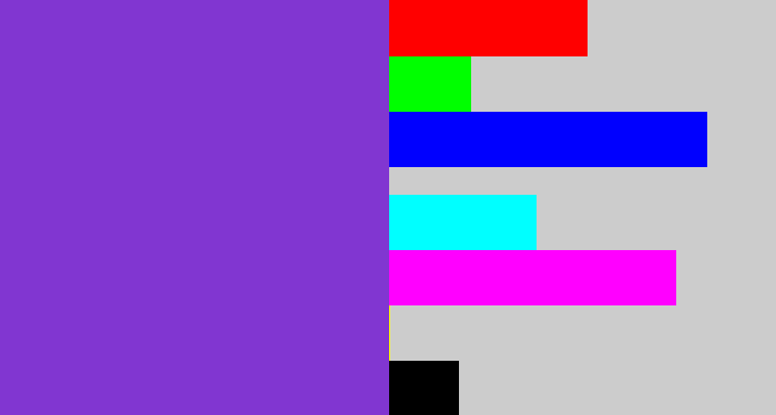 Hex color #8136d1 - bluish purple