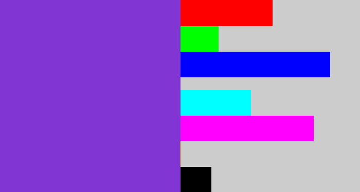 Hex color #8136d3 - bluish purple
