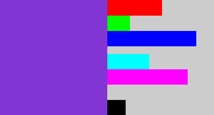 Hex color #8136d4 - bluish purple