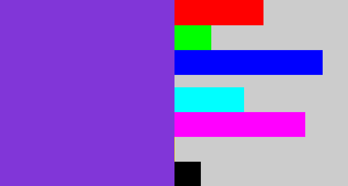 Hex color #8136d8 - bluish purple