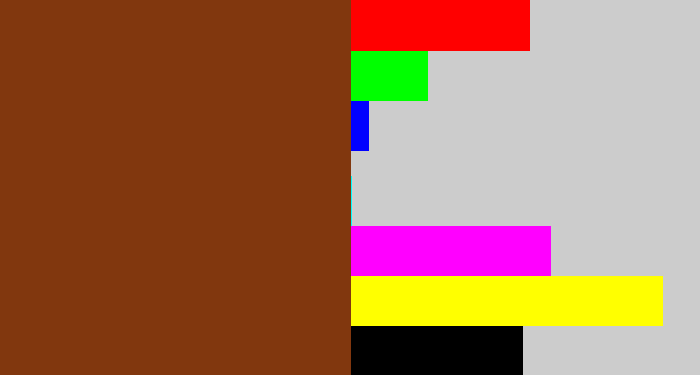 Hex color #81370e - reddish brown