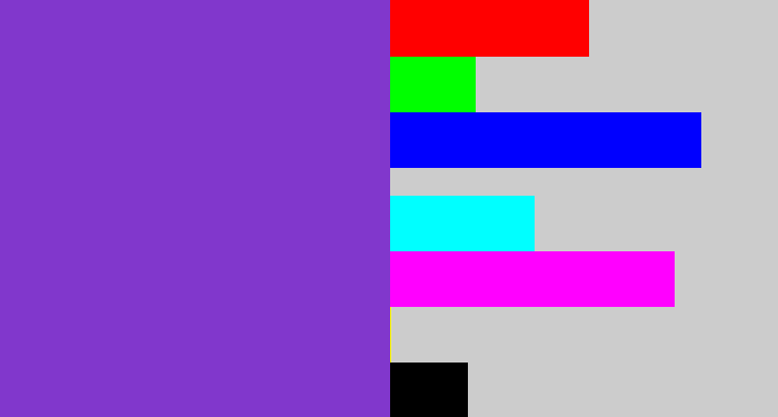 Hex color #8137cc - bluish purple