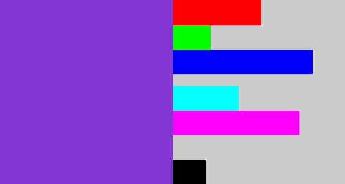 Hex color #8137cf - bluish purple